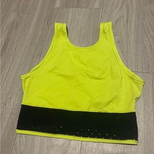 Lululemon Athletica Neon Yellow Crop Top with Black Band